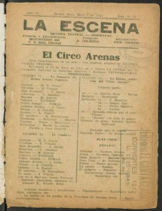 El Circo Arenas : pieza funambulesca en un acto y tres cuadros