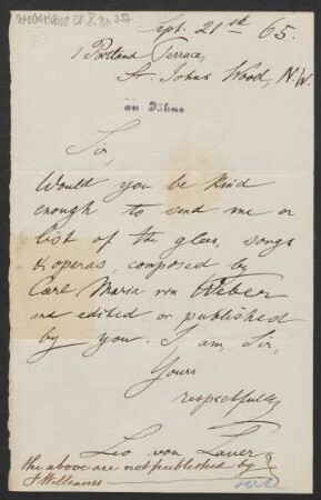 Brief an Friedrich Wilhelm Jähns : 21.09.1865