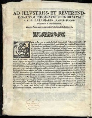 Dedikation an Nicolaus Sfondratum Kardinal von Cremona