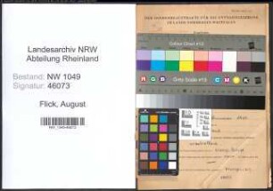 Entnazifizierung August Flick , geb. 19.09.1891 (Stellmacher)