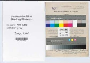 Entnazifizierung Josef Zangs, geb. 24.10.1877 (Vers.Angest.)
