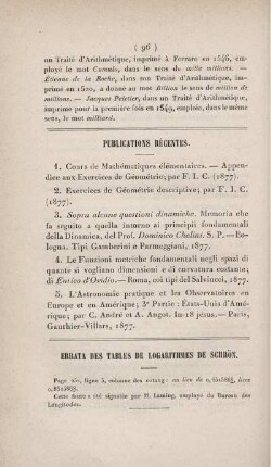 Errata des tables de logarithmes de Schrön.