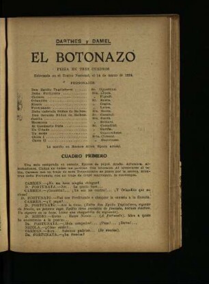 El botonazo : pieza en tres cuadros