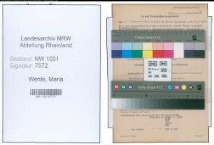 Entnazifizierung Maria Wente , geb. 18.11.1889 ()