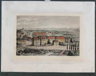 Blick über die Weißeritz auf die Hofmühle (Bienertmühle) und das Dorf Plauen bei Dresden