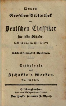 Anthologie aus Zschokke's Werken, 2. Das Abenteuer der Neujahrsnacht : Novelle