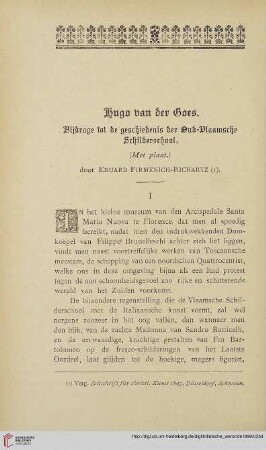 Hugo van der Goes, [1]: Bijdrage tot de geschiedenis der Oud-Vlaamsche Schilderschool