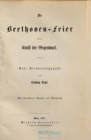 Die Beethovenfeier und die Kunst der Gegenwart