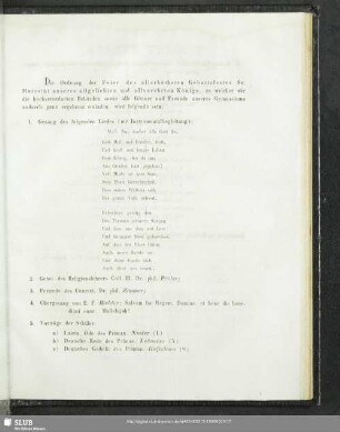 [Programmablauf der Feier]