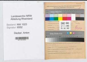 Entnazifizierung Anton Decker , geb. 04.06.1898 (Verwaltungsangestellter)