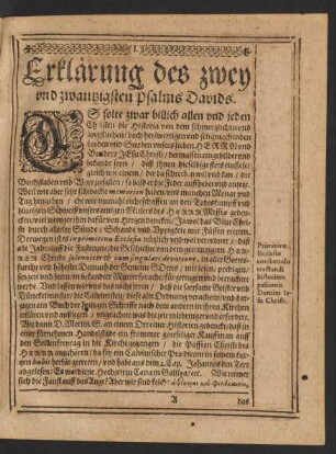 Erklärung des zwey und zwantzigsten Psalms Davids