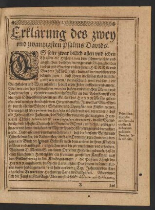 Erklärung des zwey und zwantzigsten Psalms Davids