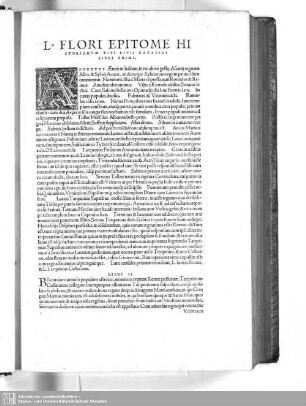 L. Flori Epitome Historiarum Titi Livii Patavini Libri Primi