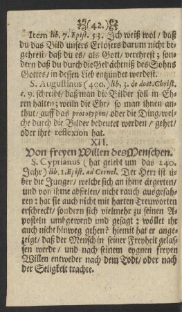 XII. Von freyen Willen des Menschen.