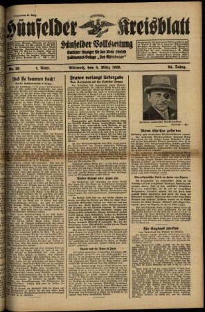 Erste Ausgabe vom Mittwoch, den 08. März 1939.