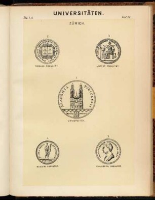 Taf. 46. Zürich. 1. Universität. -2. Theolog. Facultät. - 3. Jurist. Facultät. - 4. Medicin. Facultät. - 5. Philosoph. Facultät
