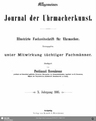 10.1885: Allgemeines Journal der Uhrmacherkunst