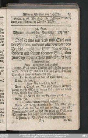 34. Frag. Warum nennest du Ihn unsern Herrn?