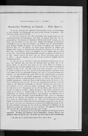 Wendischer Städtetag zu Lübeck. - 1520 März 5.