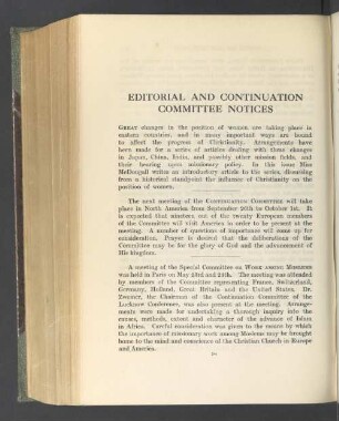 Editorial and continuation committee notices