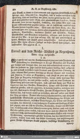 L. Extract aus dem Reichs-Abschied zu Regenspurg, Anno 1594 aufgericht
