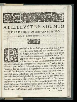 Dedikation an Giovanni Antonio Garbinati von Gio. Pietro Gallo