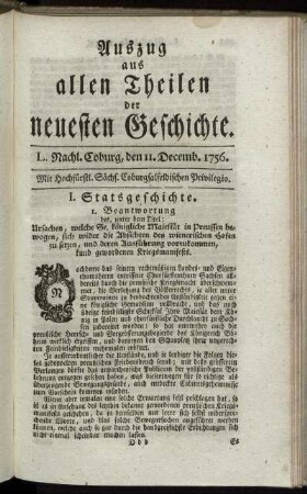L. Nachl. Coburg, den 11. Decemb. 1756.