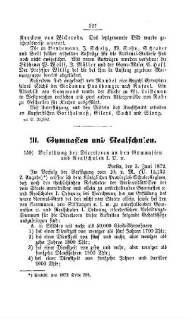 Besoldung der Directoren an den Gymnasien und Realschulen I. D. etc. : [III. Gymnasien und Realschulen]