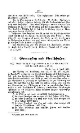 Besoldung der Directoren an den Gymnasien und Realschulen I. D. etc. : [III. Gymnasien und Realschulen]