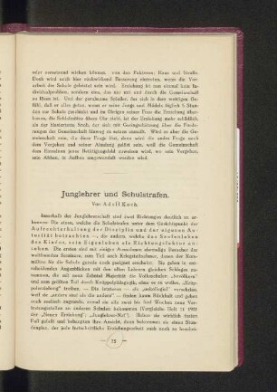 Junglehrer und Schulstrafen.