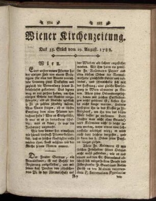 Das 35. Stück vom 29. August. 1788.
