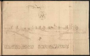Nimeck : Ansicht von Niemegk von Südosten. Federzeichnung 1626. Bl. III aus: Urbium et Oppidorum et Arcium aliquot Septemviratus Saxonici et Misniae typi ac descriptionum isagoges. Dresden: SLUB Mscr.Dresd.J.291,Bd.1
