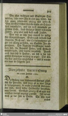 Vierzehnte Unterredung am 22ten Februar 1782
