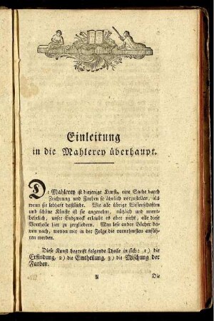 Einleitung in die Mahlerey überhaupt.