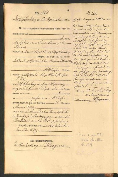 Standesamtsbuch der Stadt Aschaffenburg: Geburten 365/1900 - 184/1901