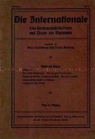 Sozialistische Zeitschrift begründet von Rosa Luxemburg und Franz Mehring, Jg. 1919