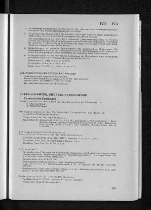 IV.3 Prüfungsämter, Prüfungsausschüsse