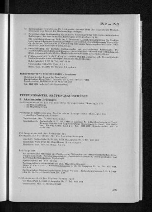 IV.3 Prüfungsämter, Prüfungsausschüsse