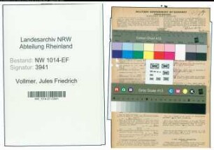 Entnazifizierung Jules Friedrich Vollmer , geb. 29.10.1906 (Gastwirt)