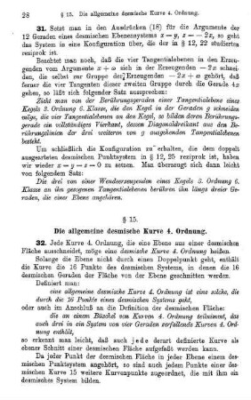 § 15. Die allgemeine desmische Kurve 4. Ordnung.
