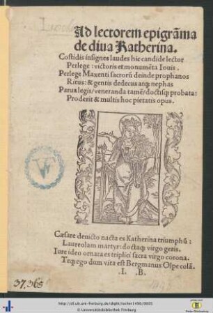 Ad lectorem epigramma de diva Katherina