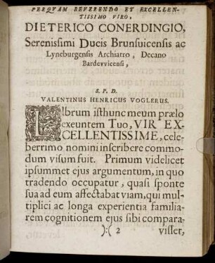 Perquam Reverendo Et Excellentissimo Viro, Dieterico Conerdingio [...]