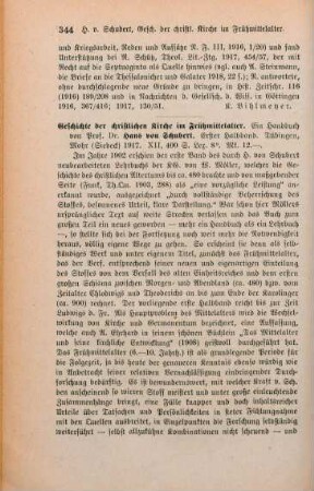 344-346 [Rezension] Schubert, Hans von, Geschichte der christlichen Kirche im Frühmittelalter; 1. Halbband