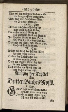 Außzug der Capitel Des Dritten Buches Mosis