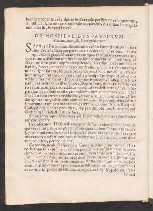 De Hospitalibus Pauperum Infirmorum, & Peregrinorum.