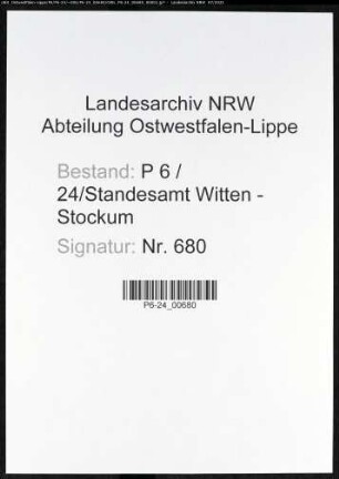 Heiratsregister Standesamt Witten-Stockum