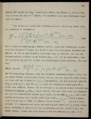 Virialmittelwert der inneren Kräfte beim dreidimensionalen Gas
