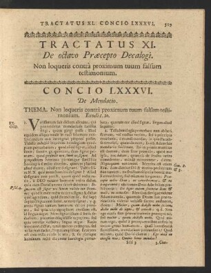 Tractatus XI. De octavo Praecepto Decalogi. Non loqueris contra proximum tuum falsum testimnium.