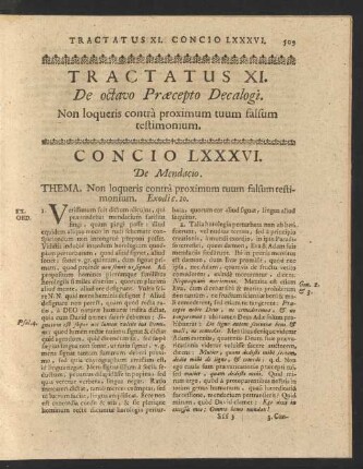 Tractatus XI. De octavo Praecepto Decalogi. Non loqueris contra proximum tuum falsum testimnium.