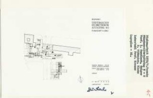Altstadtring München (Diplomarbeit bei Willy Kreuer): Planausschnitt B, Grundriss Ebene 1, 1:500